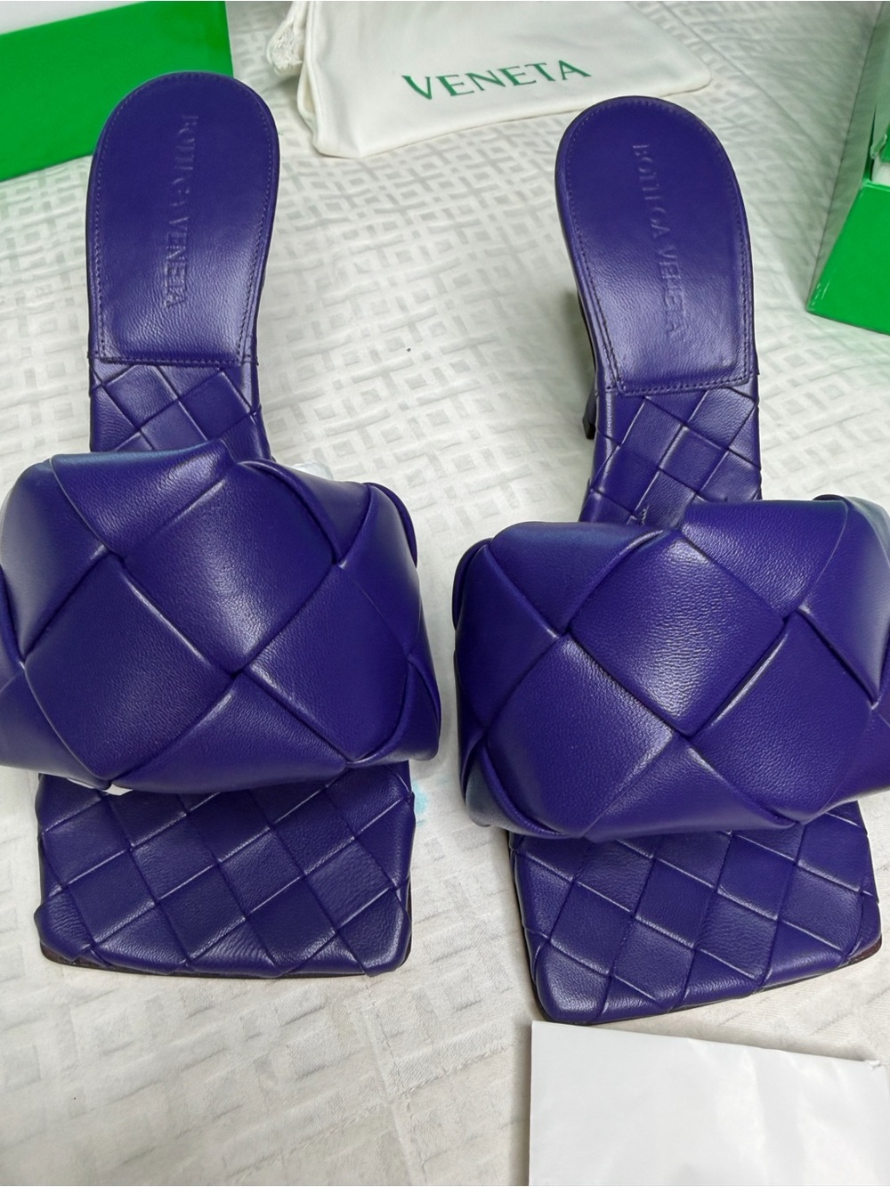 Bottega Veneta Violet Intrecciato Padded Slide Mules